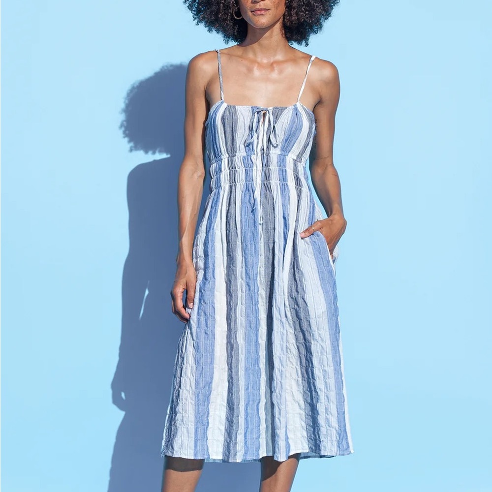 Ciao Lucia Gabriela Dress Crinkle Stripe Cotton Small NWT